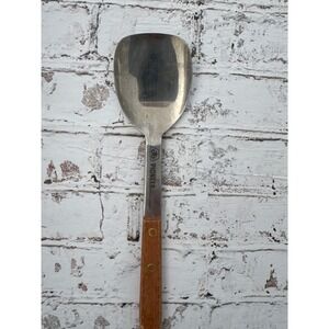 Vintage Pioneer Warco Stainless Steel Serving Spoon Wood Handle Taiwan Utensil